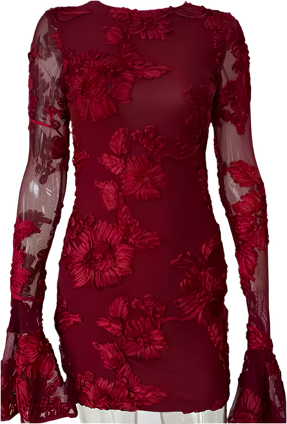 Indie Luxe Flower Mesh Sleeve Mini Dress (various colours)