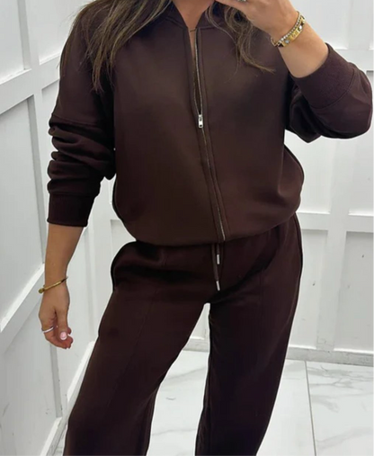 Winter Oversized Style Fleece Zip up Tracksuit