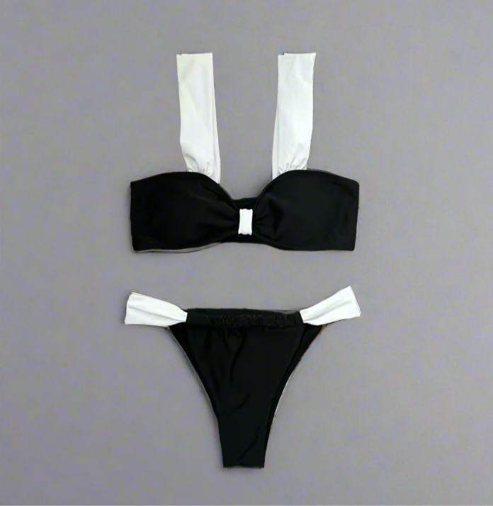 B/W Colour Contrast Bikini Swim Set