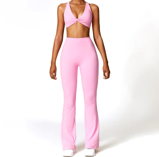 BTR Sculpt Cross Top & Ruched Trousers Set