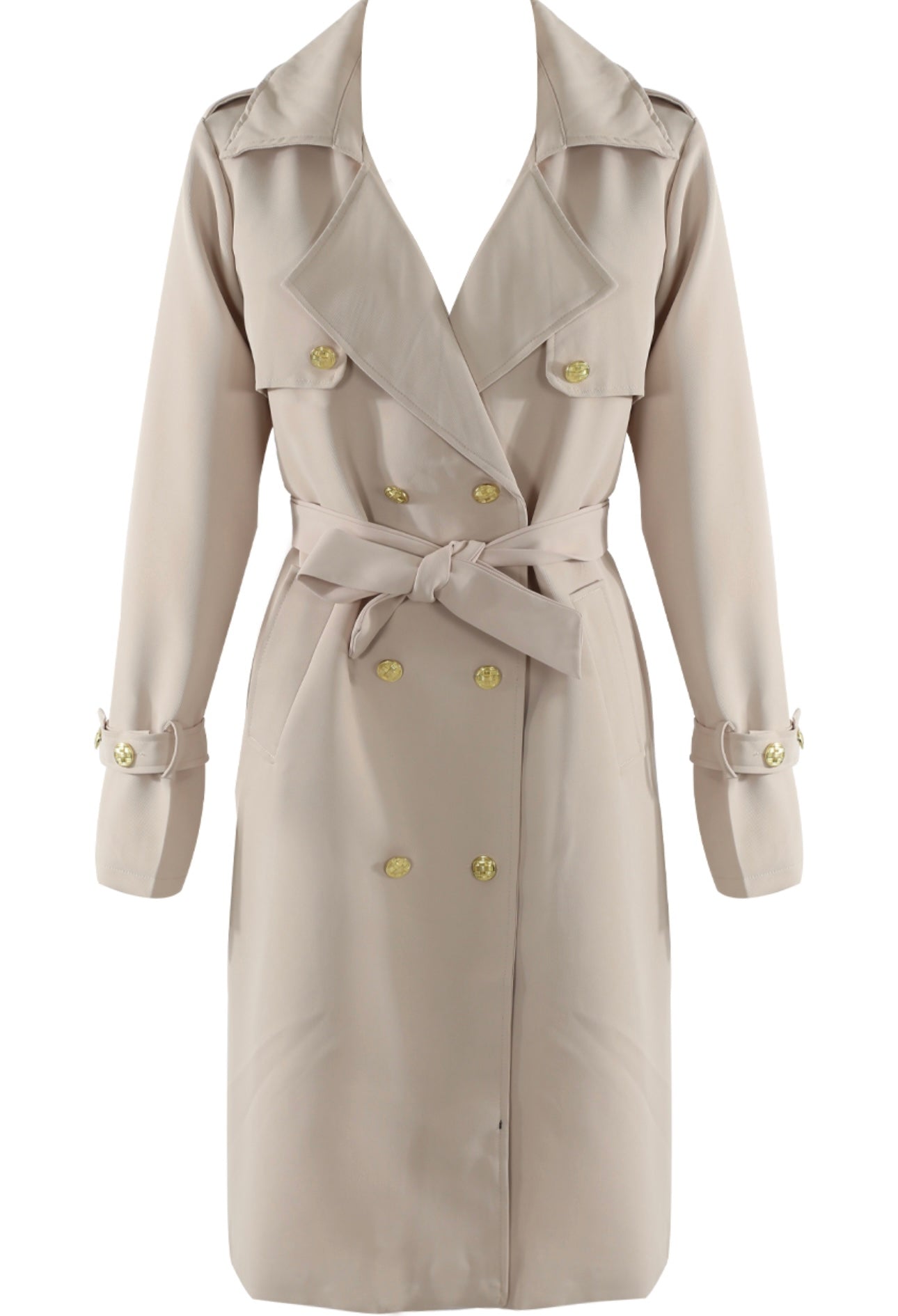 Midi Length Double Breasted Trench Coat