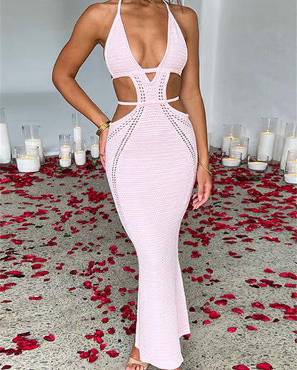 Nova Crochet Tie Halter Dress