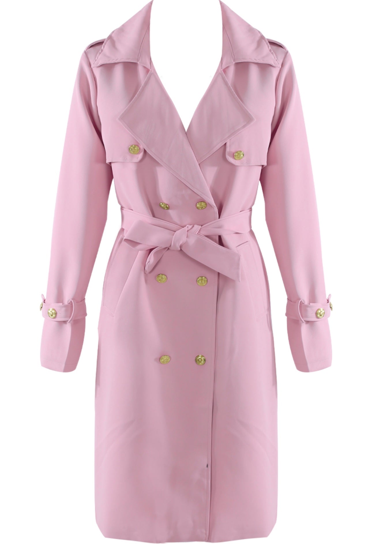 Midi Length Double Breasted Trench Coat