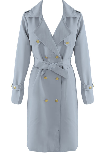 Midi Length Double Breasted Trench Coat