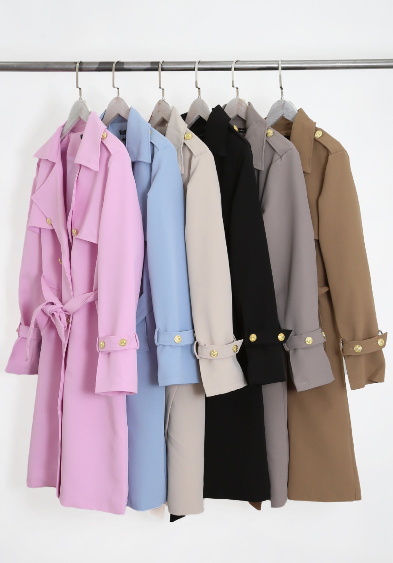 Midi Length Double Breasted Trench Coat