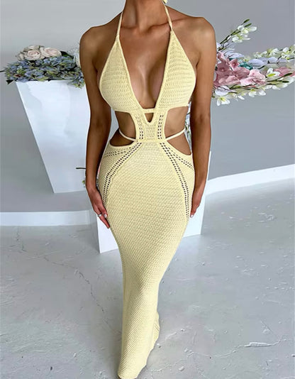 Nova Crochet Tie Halter Dress