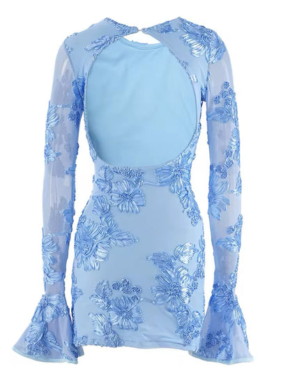 Indie Luxe Flower Mesh Sleeve Mini Dress (various colours)