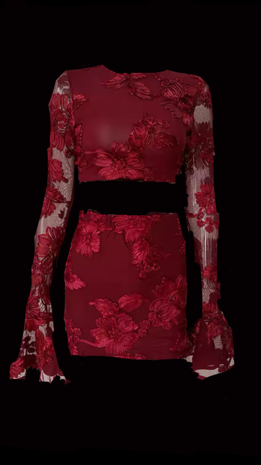 Indie Luxe Floral Mesh Sleeve Co ord (various colours)